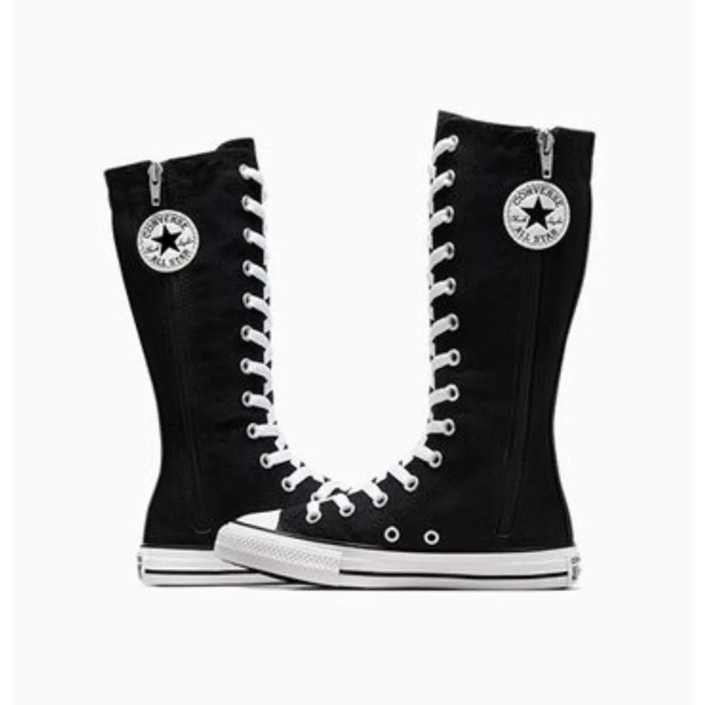 Converse Chuck Taylor All Star Knee Hi Boots Black White Girl's GS 2Y Women's 4